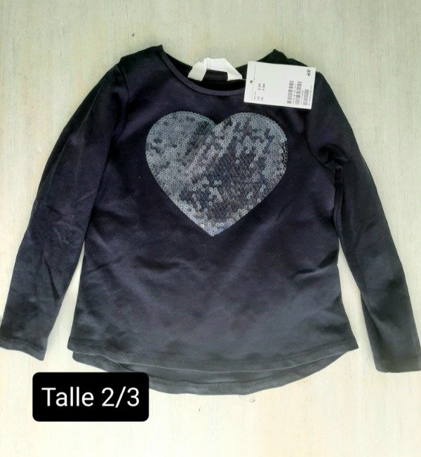 Remera manga larga HyM talle 2/3 azul
