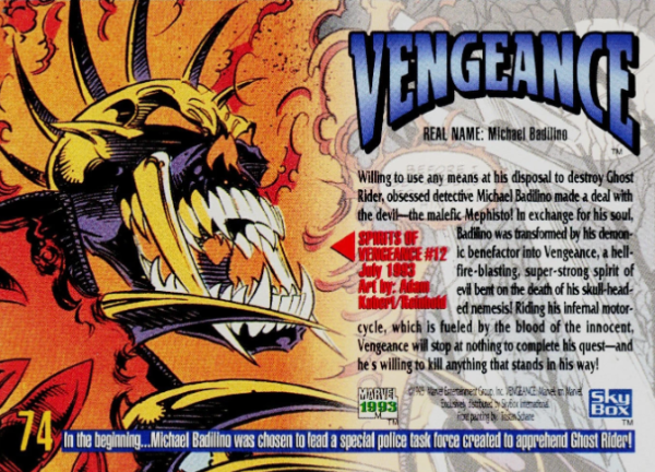 Producto - 1993 SkyBox Marvel Masterpieces  #74 - Vengeance - 1
