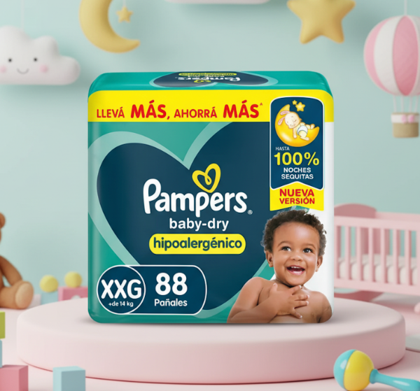 Producto - Pampers Baby Dry Hipoalergénico XXG x88 unidades (+ de 14 kg)