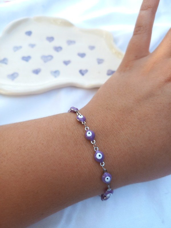 Producto - pulsera ojitos silver (lila)