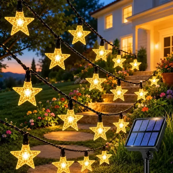 Producto - Guirnalda Luces Solar Estrella 80Led 10Mts Luz Cálida - 0