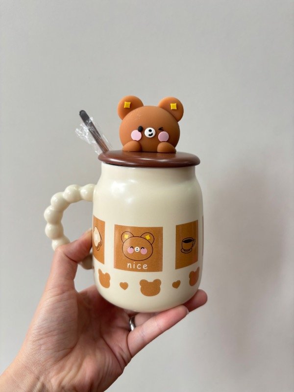 Producto - Taza Osito Hello con tapa y cuchara
