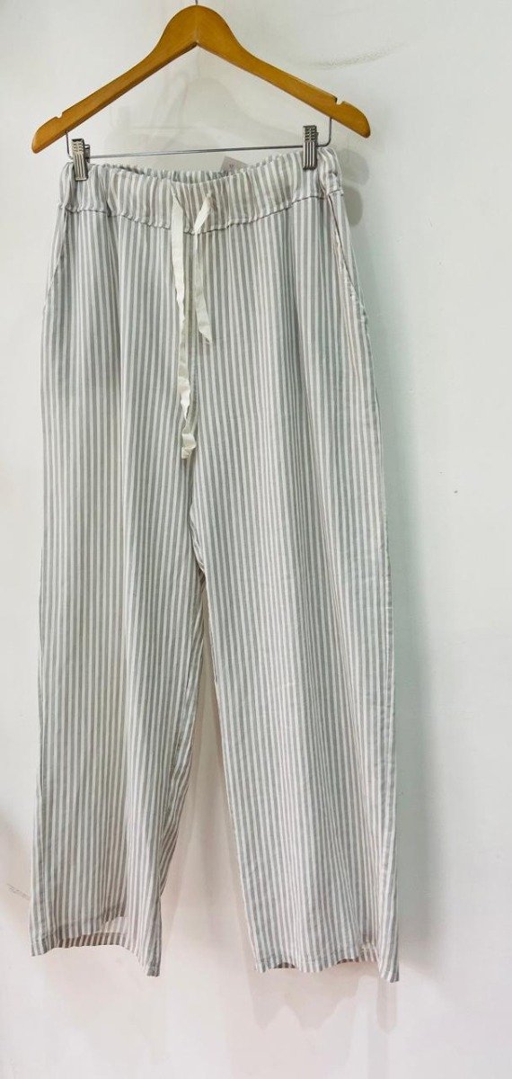 Producto - pantalon lino rayas gris - 1