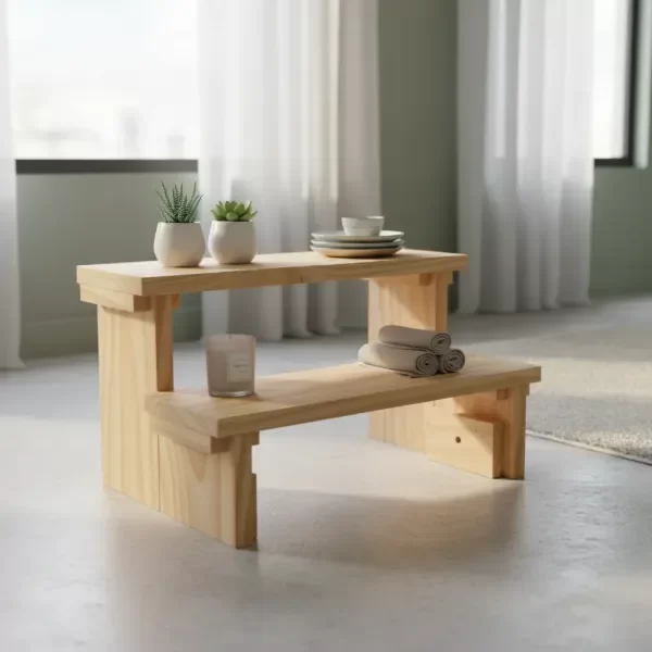 Producto - Exhibidor Estanteria Desarmable Madera 2 Escalones - 0