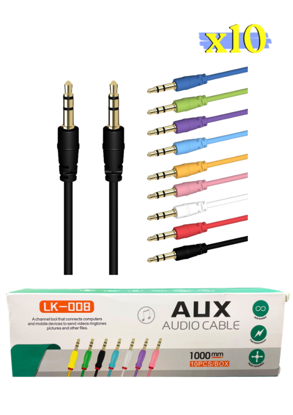 Producto - CABLE AUXILIAR 1000MM X10 UNIDADES LK-008 AUX