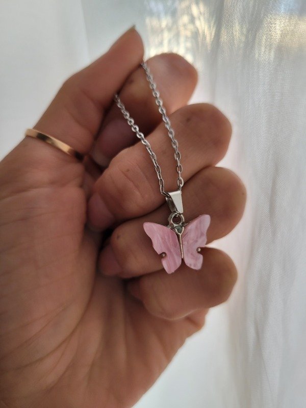 Producto - Gargantilla mariposa nácar rosa AQ