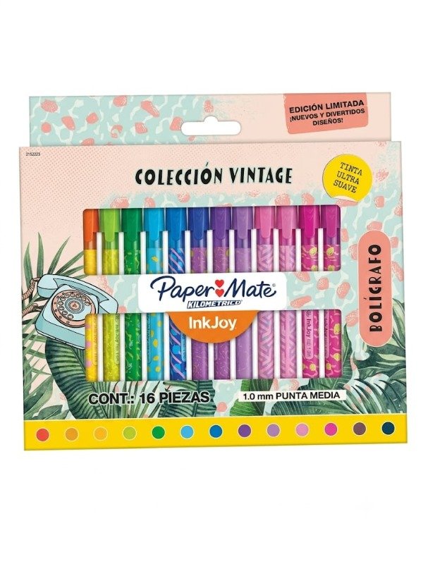 Producto - Bolígrafos de Colores Vintage - Pack x 16 - Paper Mate kilométrico