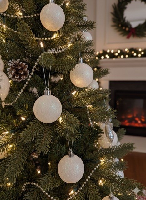 Producto - Set x6 esferas glitter blancas