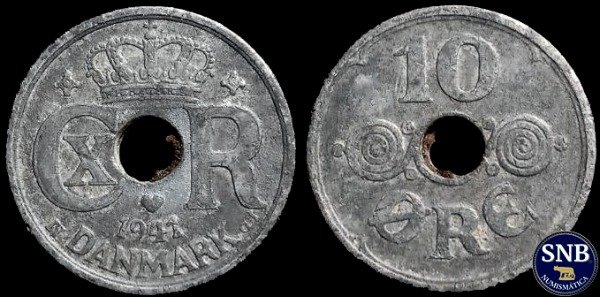 Producto - Dinamarca - 10 Ore (1941) KM #822.2.a - Ocupación Alemana Segunda Guerra Mundial