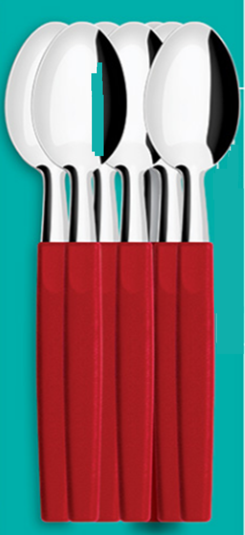 Producto - Cucharas de mesa x 6 unidades mango de plástico Rojo