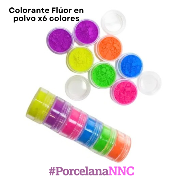 Producto - Pintura Flúor en polvo x6 colores para resina