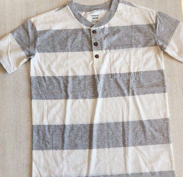 Remera manga larga carters talle 14 rayada gris — imagen 2