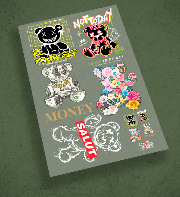 Producto - Pack de estampas Osos 7 - ESTAMPAS DTF TEXTIL