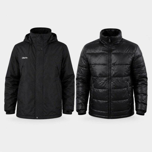 Producto - Campera 2 en 1 Cibarta Rompeviento + canelon negra estampa espalda