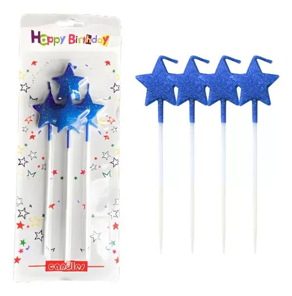 Producto - Vela azul forma estrella x4