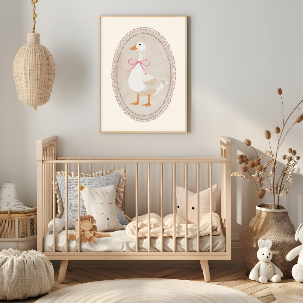 Producto - Lamina de Ganso con lazo - Estilo Vintage coquette - LAM-K40