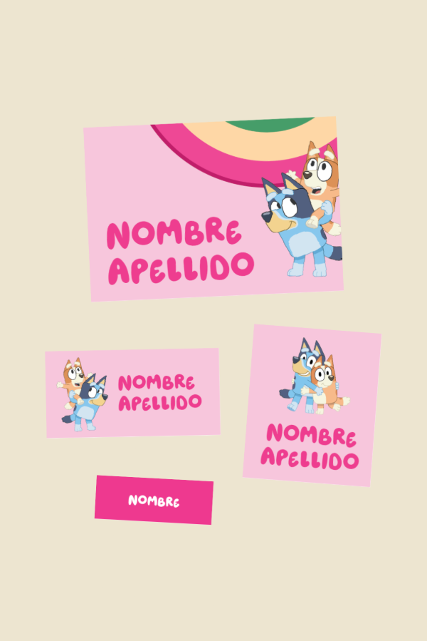 Producto - etiquetas escolares [bluey - edición rosa]
