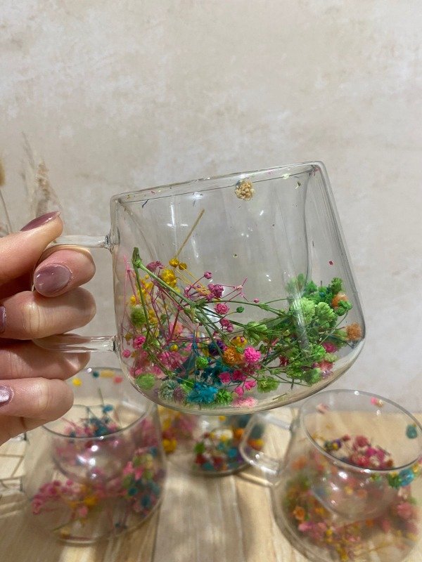 Producto - TAZA DOBLE VIDRIO FLORES DE PRIMAVERA