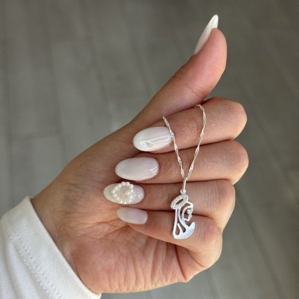 Producto - Conjunto virgen niña coronita m.pavé, cadena 45cm - 2