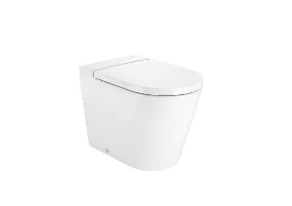 Producto - Inodoro corto de pie adosado a pared con salida dual Inspira