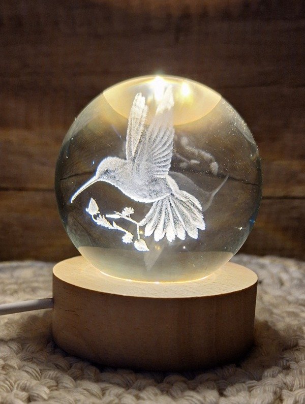 Producto - Lámpara esfera de vidrio 3D "Colibrí"