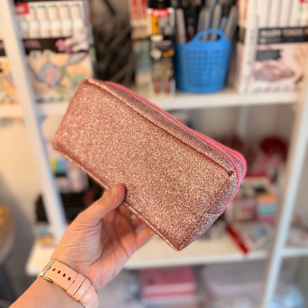 Producto - Cartuchera cofre glitter rosa