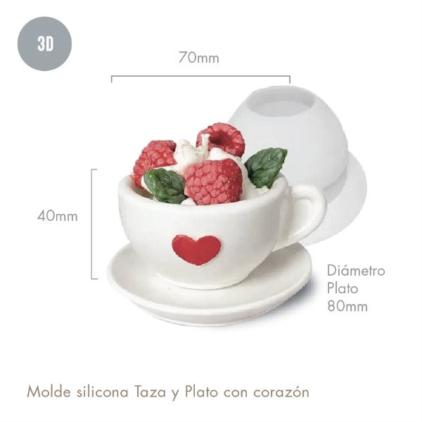 Producto - Molde silicona Taza con Plato (corazón)
