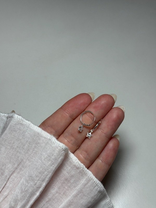Producto - Argollas lisas con dije estrella - 5