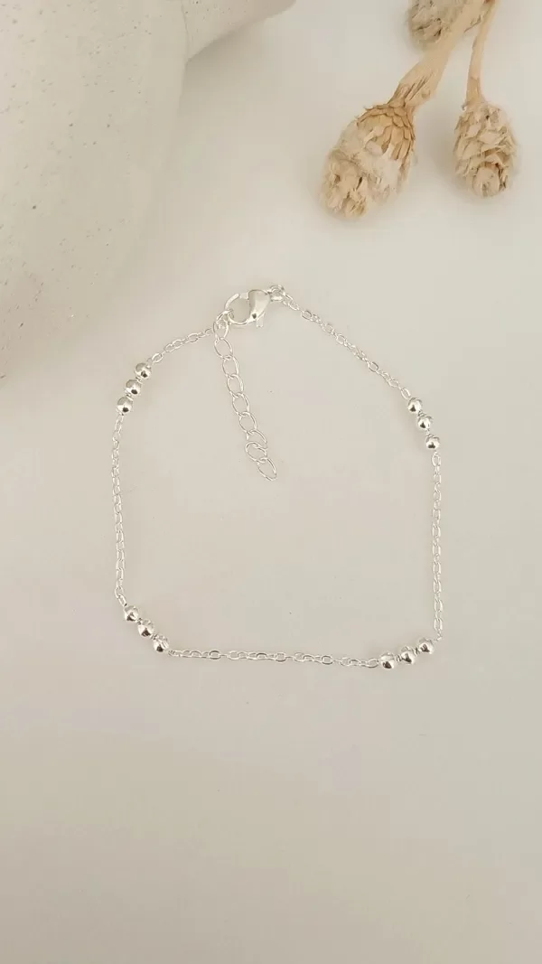 Producto - Pulsera tres bolitas int mini ACERO BLANCO