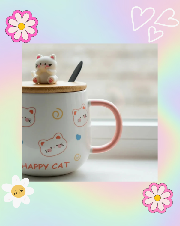 Producto - Taza Happy Cat con Tapa y Cucharita - 3