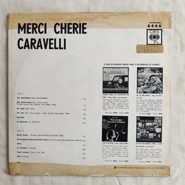 Producto - Caravelli - Merci Cherie (CBS Mono) - Vinilo impoluto - 3
