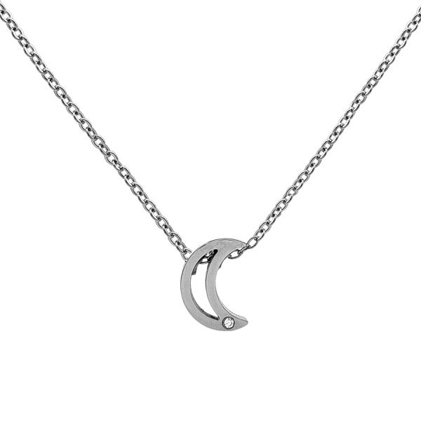 Producto - Collar de acero quirúrgico - 45 a 50cm - Espejito 1mm - Luna con brillo