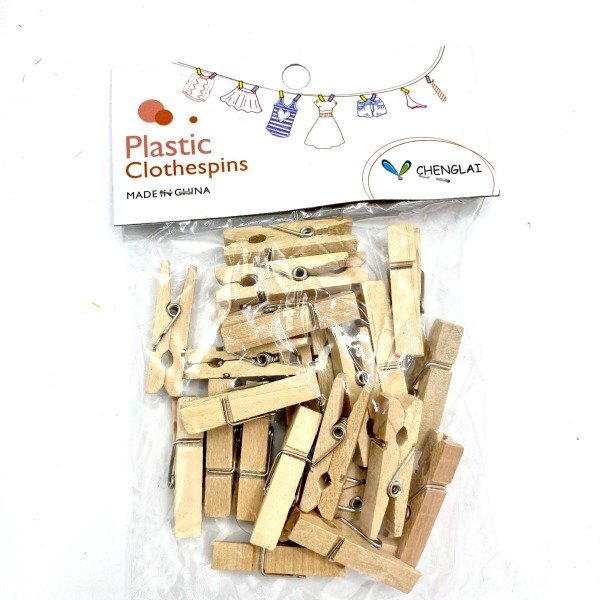 Producto - Broches de madera sin color 2.5cm 25 unidades