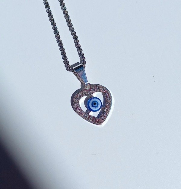 Producto - Collar de Corazón ojo turco con strass