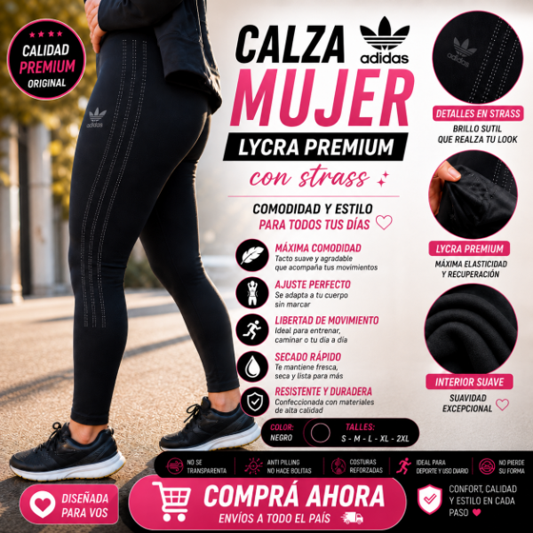 Producto - Calza Adidas Negra Con Strass Mujer