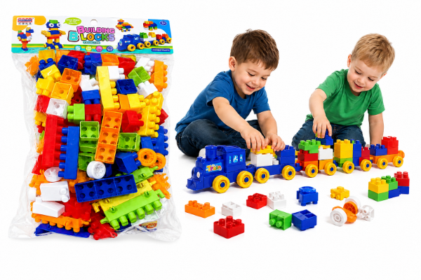 Producto - Bloques 180 Pzas Chicos Con Locomotora Ruedas Calcos