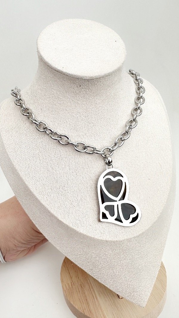 Producto - Conjunto acero quirúrgico con dije corazón 2 lados