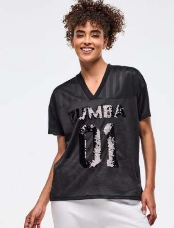 Producto - Zumba Sparkle V-Neck Mesh Top - Black