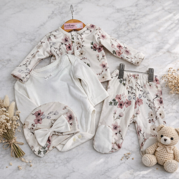 Producto - CONJUNTO PLUSH FLORAL NATURAL