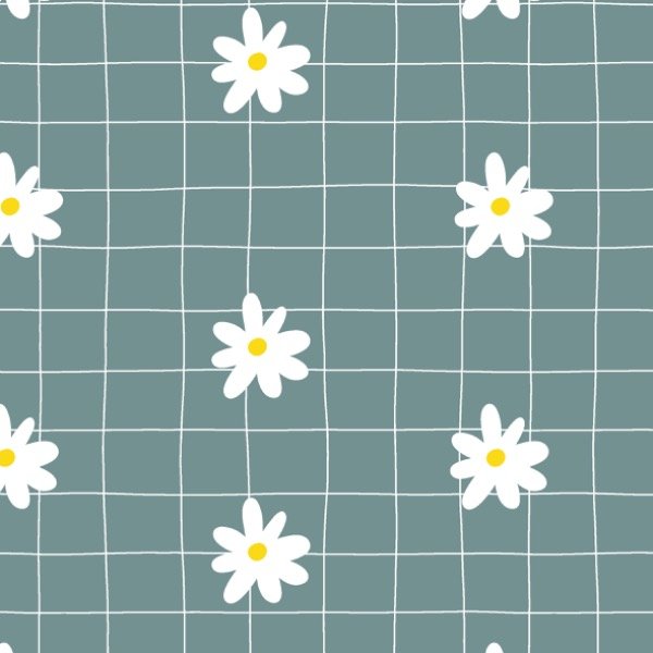 Producto - Gabardina Margaritas fondo verde pasto