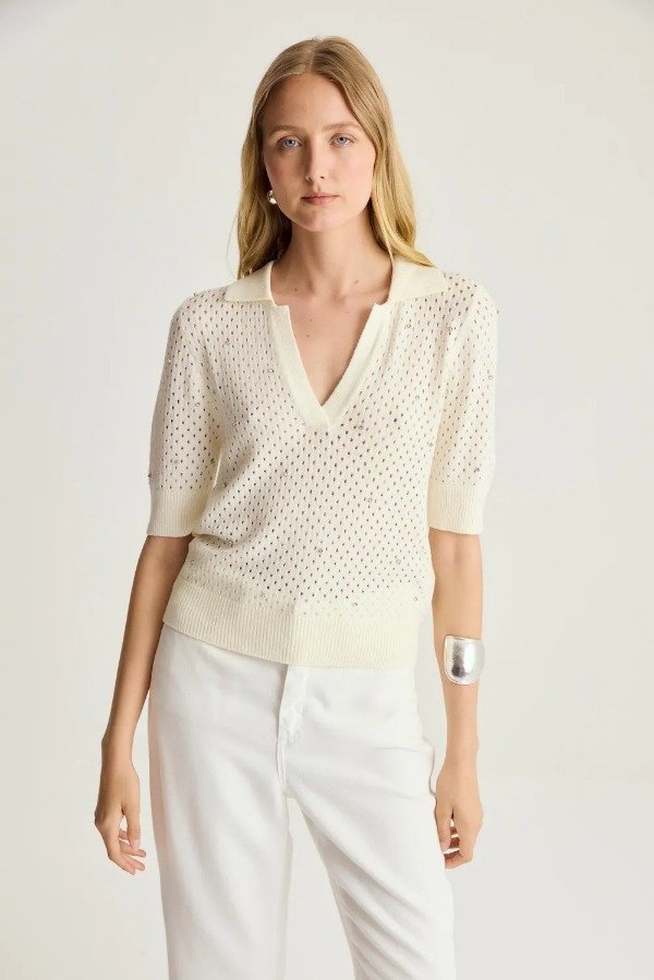Producto - SWEATER POLO MESH STONES