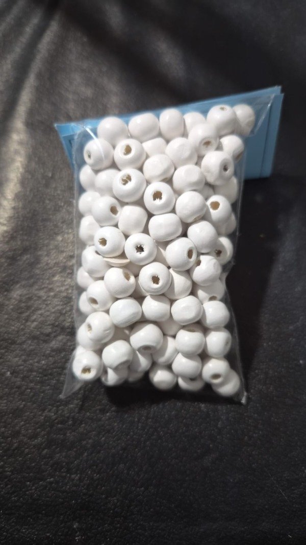 Producto - Cuentas de Madera Blancas Nro 8