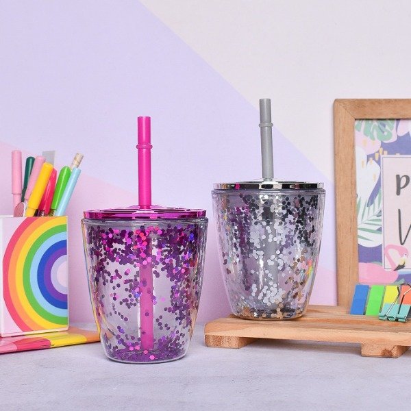Producto - VASO DE ACRILICO CON SORBETE Y GLITTER