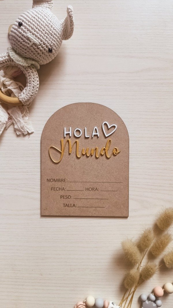 Producto - Hola Mundo Cuadro Decorativo Nacimiento 3d + Mdf