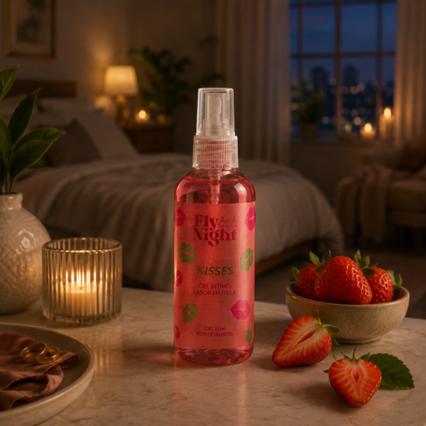 Producto - Gel Lubricante comestible Kisses Fly Night sabor a Frutilla 100ml - 3
