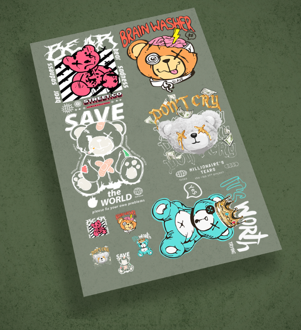 Producto - Pack de estampas Osos 5 - ESTAMPAS DTF TEXTIL