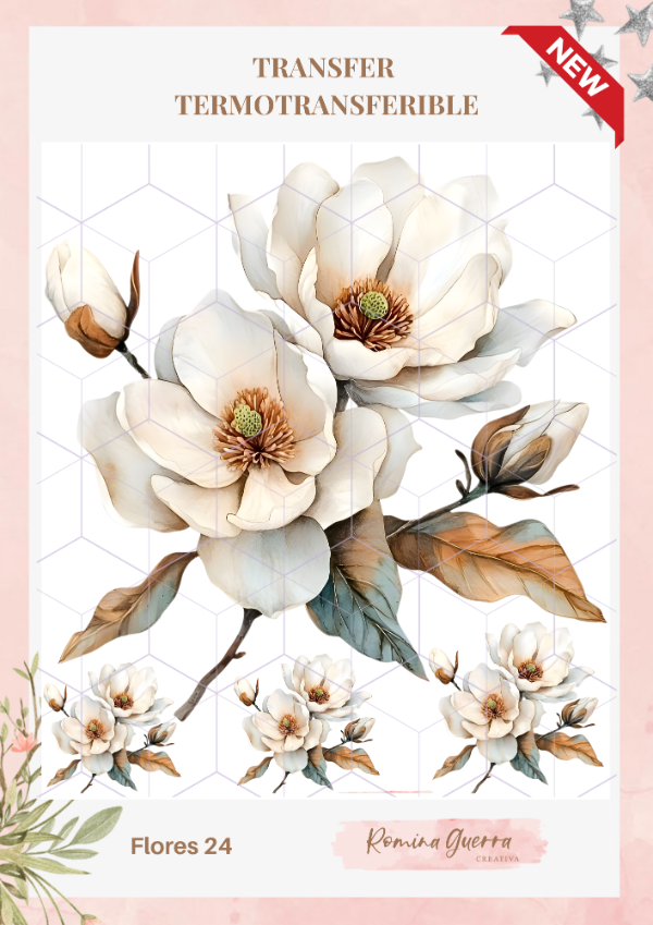 Producto - Transfer termotransferible - Flores 24