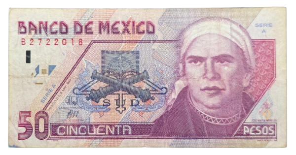 Producto - México 50 Pesos (1998) Pescador con canoa P.107 VF