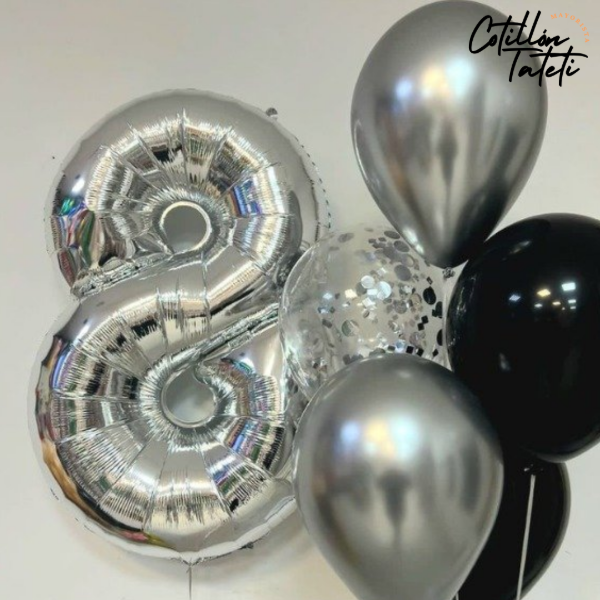 Producto - GLOBO NÚMERO PLATA - 80 CM