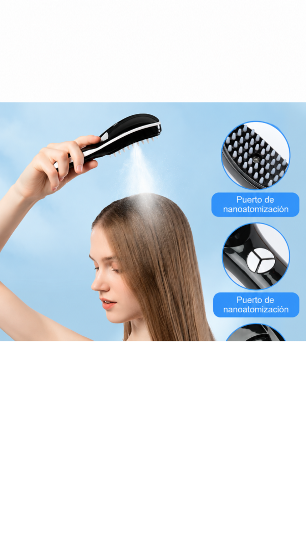 Producto - CEPILLO MASAJEADOR LUZ LED NANO HIDRATACIÓN INALAMBRICO + EXOSOMA CAPILAR - 6